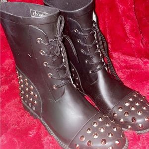 Black stud combat boots
